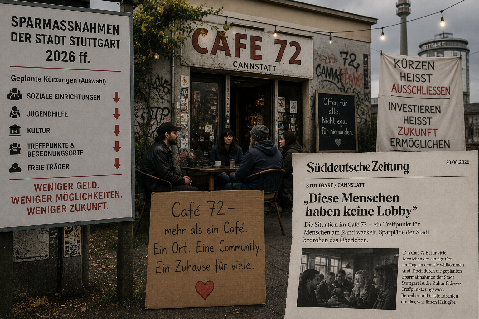 Stellungnahme zu Sparmassnahmen der Stadt Stuttgart 2026 /Artikel in der SZ vom 20.06.26 zur Situation Cafe 72, Cannstatt: „Diese Menschen haben keine Lobby“