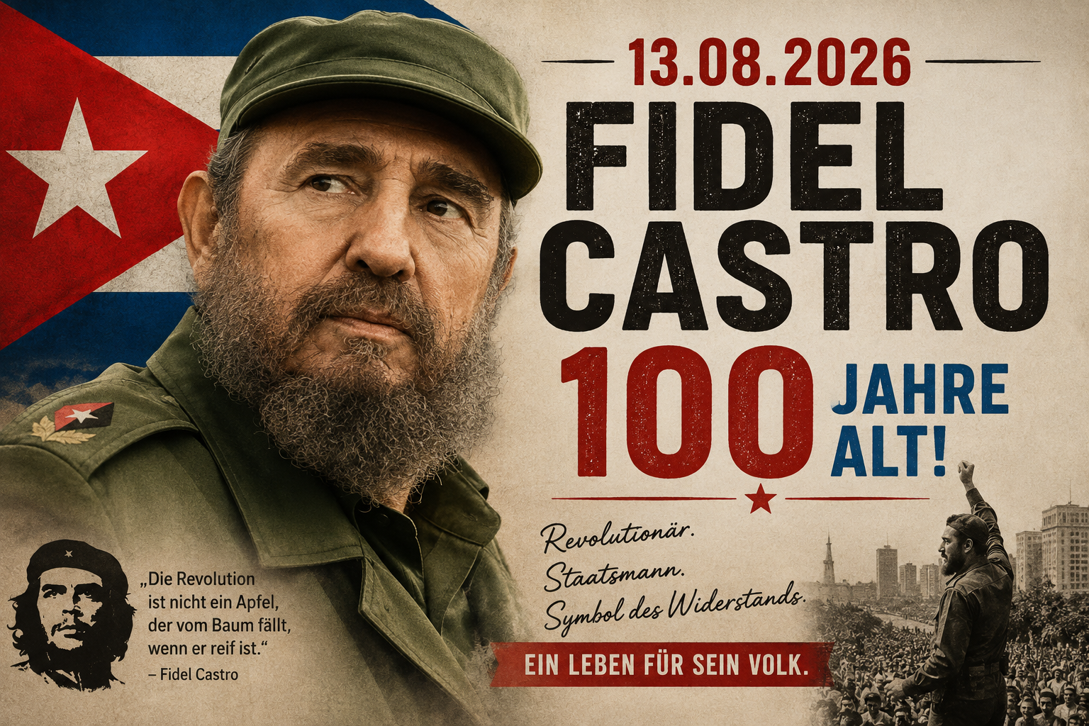 13.08.2026  –  Fidel Castro 100 Jahre alt!